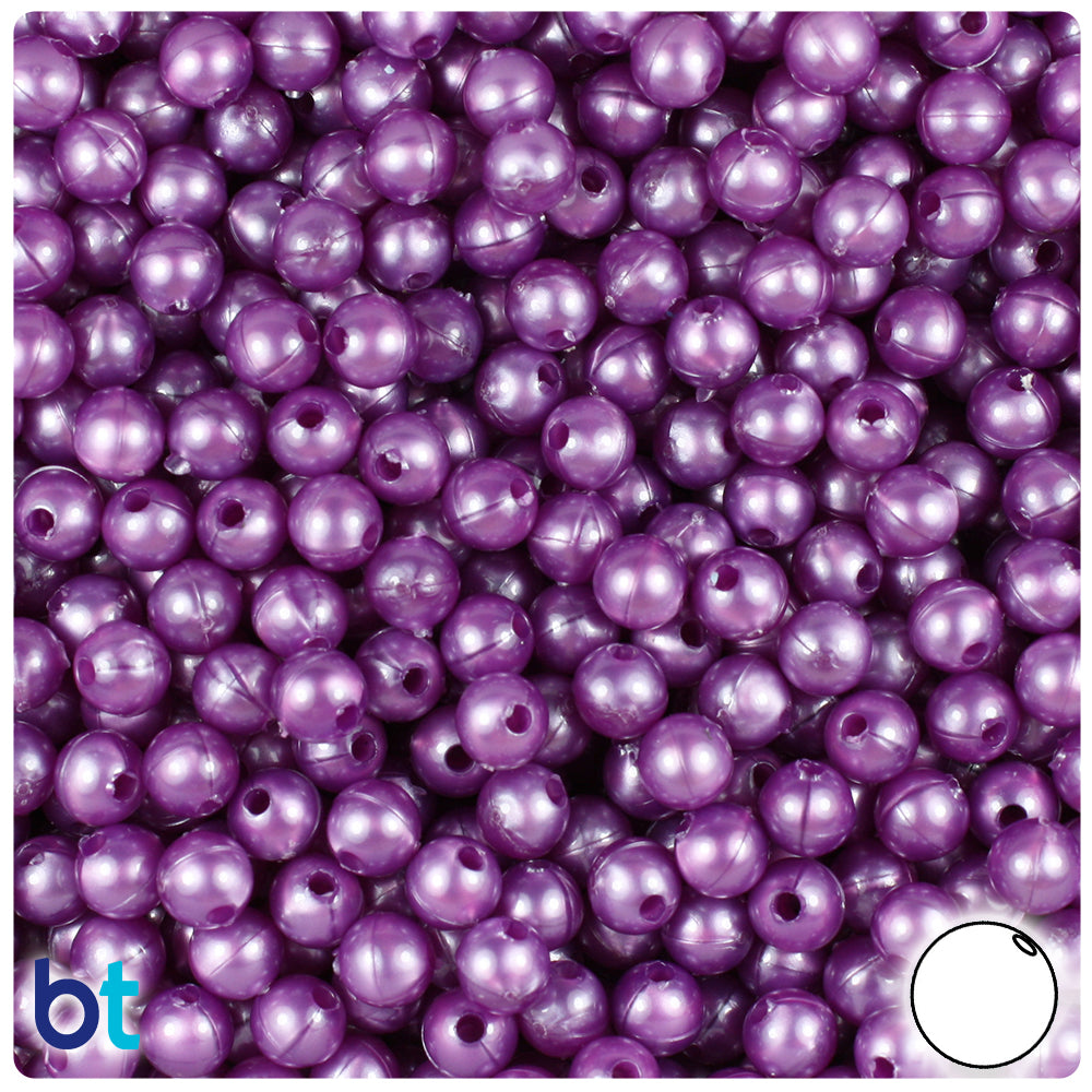 Violet Pearl 6mm Round Plastic Beads (500pcs)