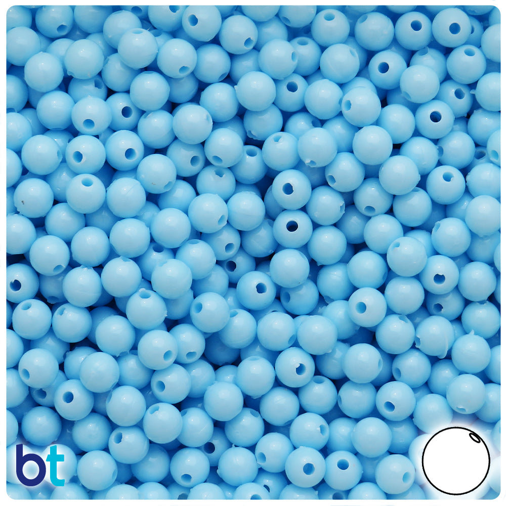 Blue Cloud Opaque 6mm Round Plastic Beads (500pcs)