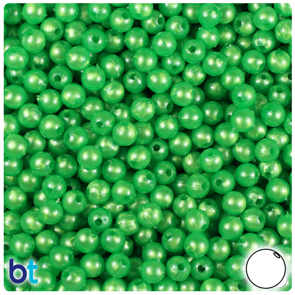 Spring Green Pearl 6mm Round Plastic Beads (500pcs)