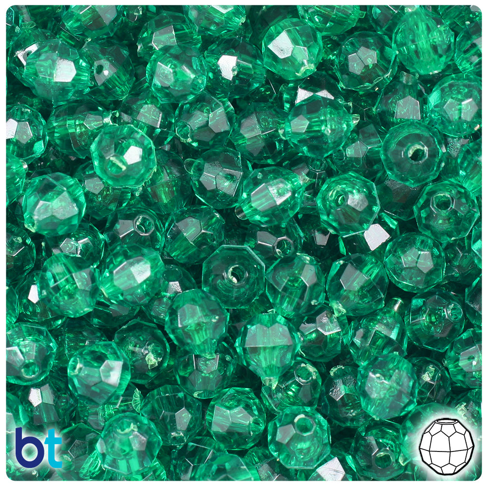 Emerald Transparent 8mm Faceted Round Plastic Beads (450pcs)