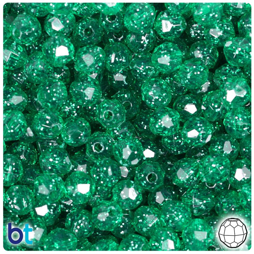 Emerald Sparkle 8mm Faceted Round Plastic Beads (450pcs)