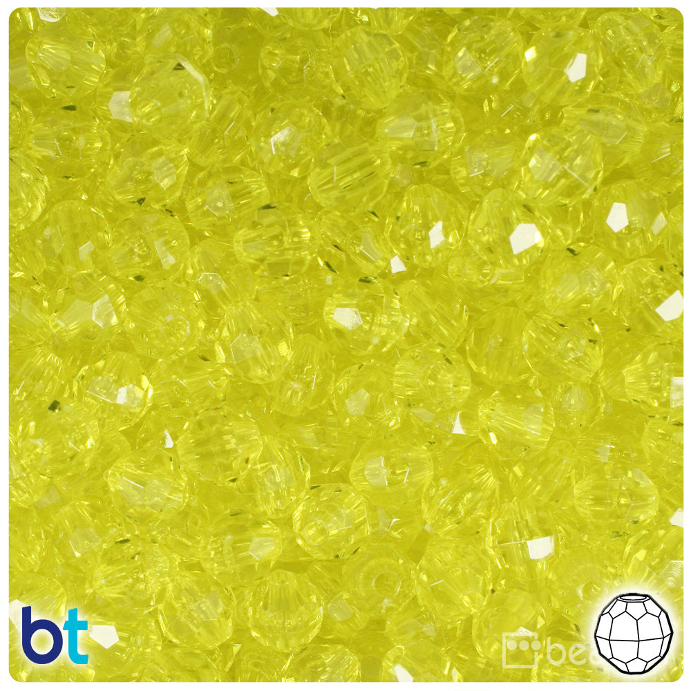 Yellow Transparent 8mm Faceted Round Plastic Beads (450pcs)