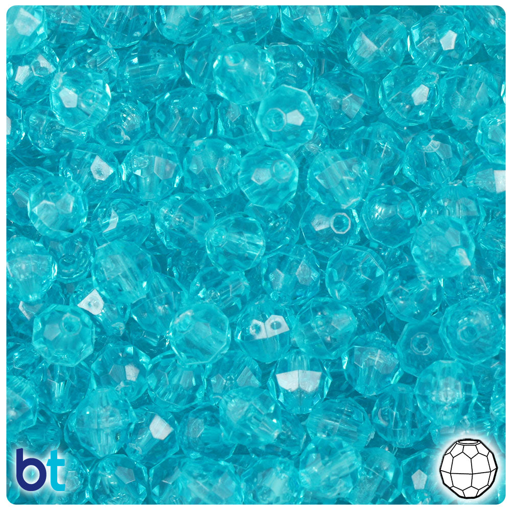 Light Turquoise Transparent 8mm Faceted Round Plastic Beads (450pcs)