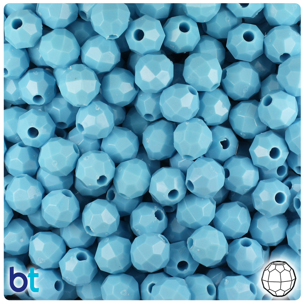 Baby Blue Opaque 8mm Faceted Round Plastic Beads (450pcs)
