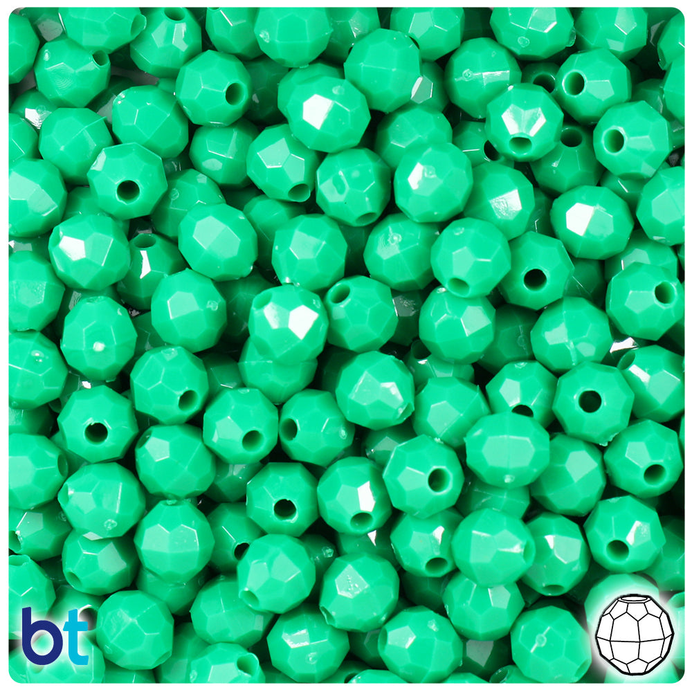 Green Opaque 8mm Faceted Round Plastic Beads (450pcs)