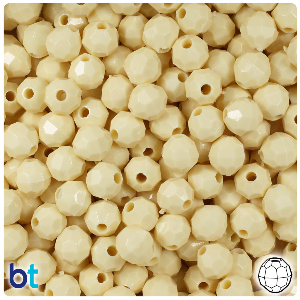 Ivory Opaque 8mm Faceted Round Plastic Beads (450pcs)