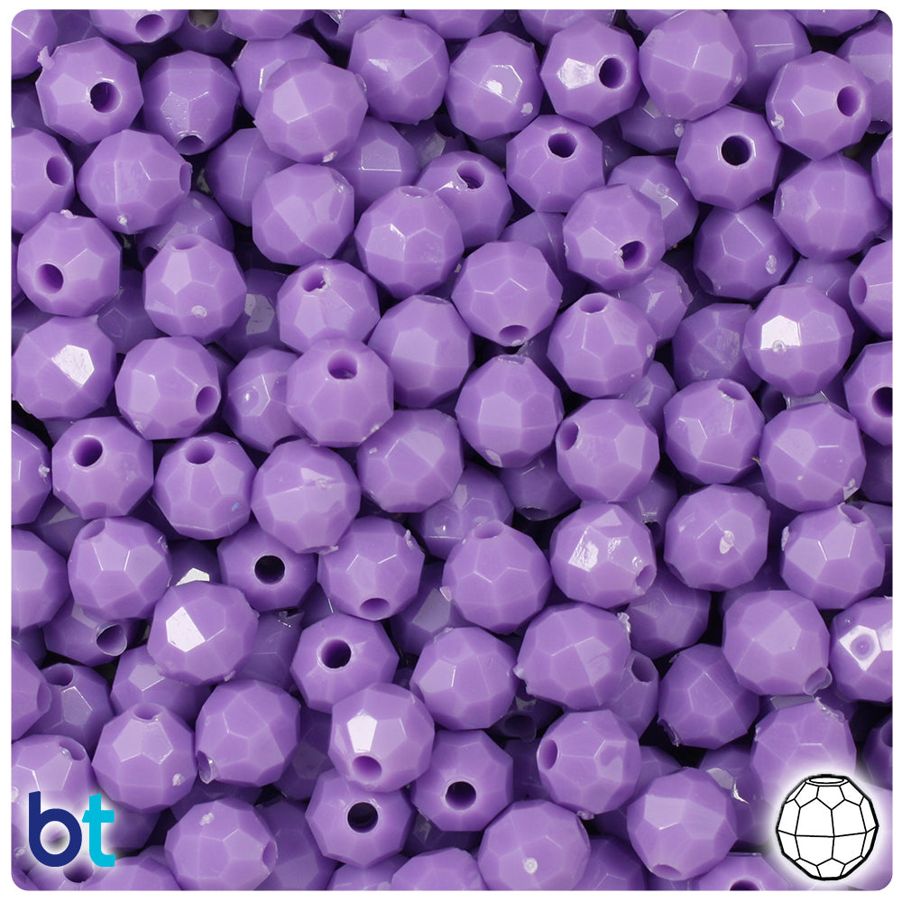 Lilac Opaque 8mm Faceted Round Plastic Beads (450pcs)