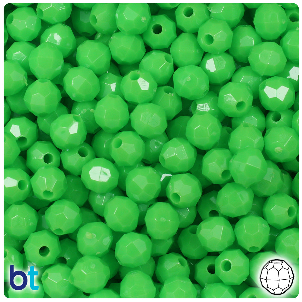 Lime Opaque 8mm Faceted Round Plastic Beads (450pcs)