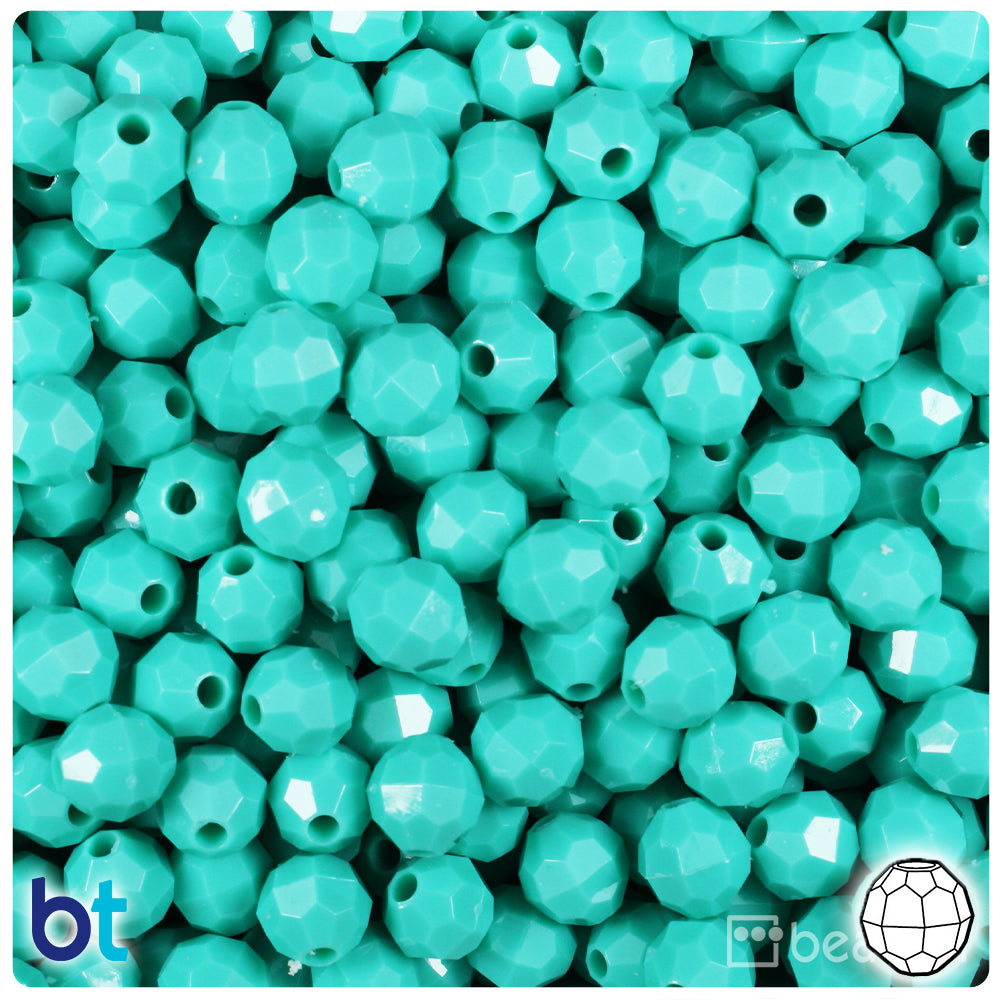 Light Turquoise Opaque 8mm Faceted Round Plastic Beads (450pcs)