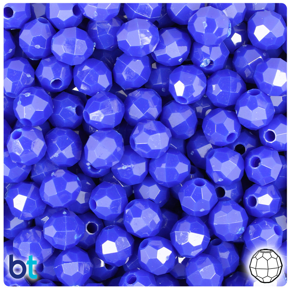 Royal Blue Opaque 8mm Faceted Round Plastic Beads (450pcs)