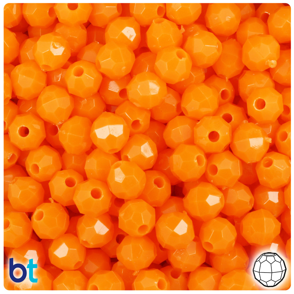 Orange Opaque 8mm Faceted Round Plastic Beads (450pcs)
