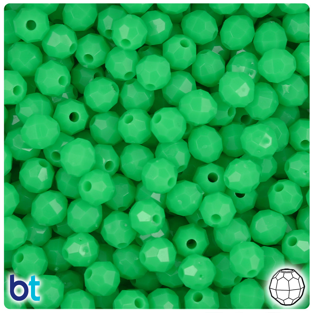 Grasshopper Neon Bright 8mm Faceted Round Plastic Beads (450pcs)