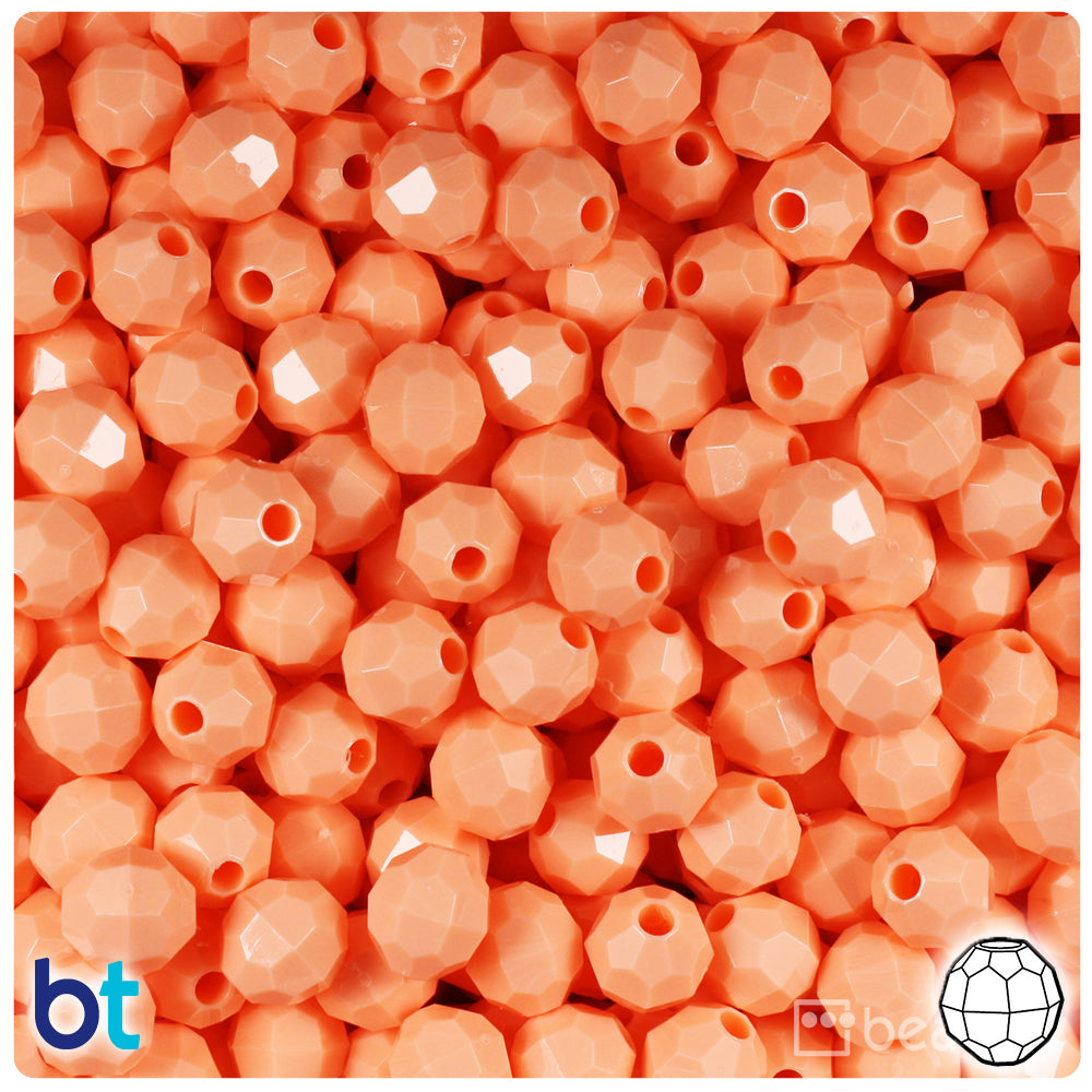 Peach Opaque 8mm Faceted Round Plastic Beads (450pcs)