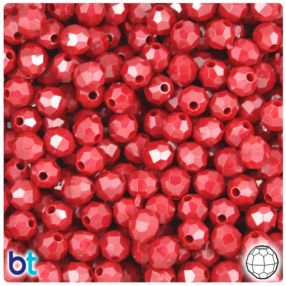 Red Pearl 8mm Faceted Round Plastic Beads (450pcs)