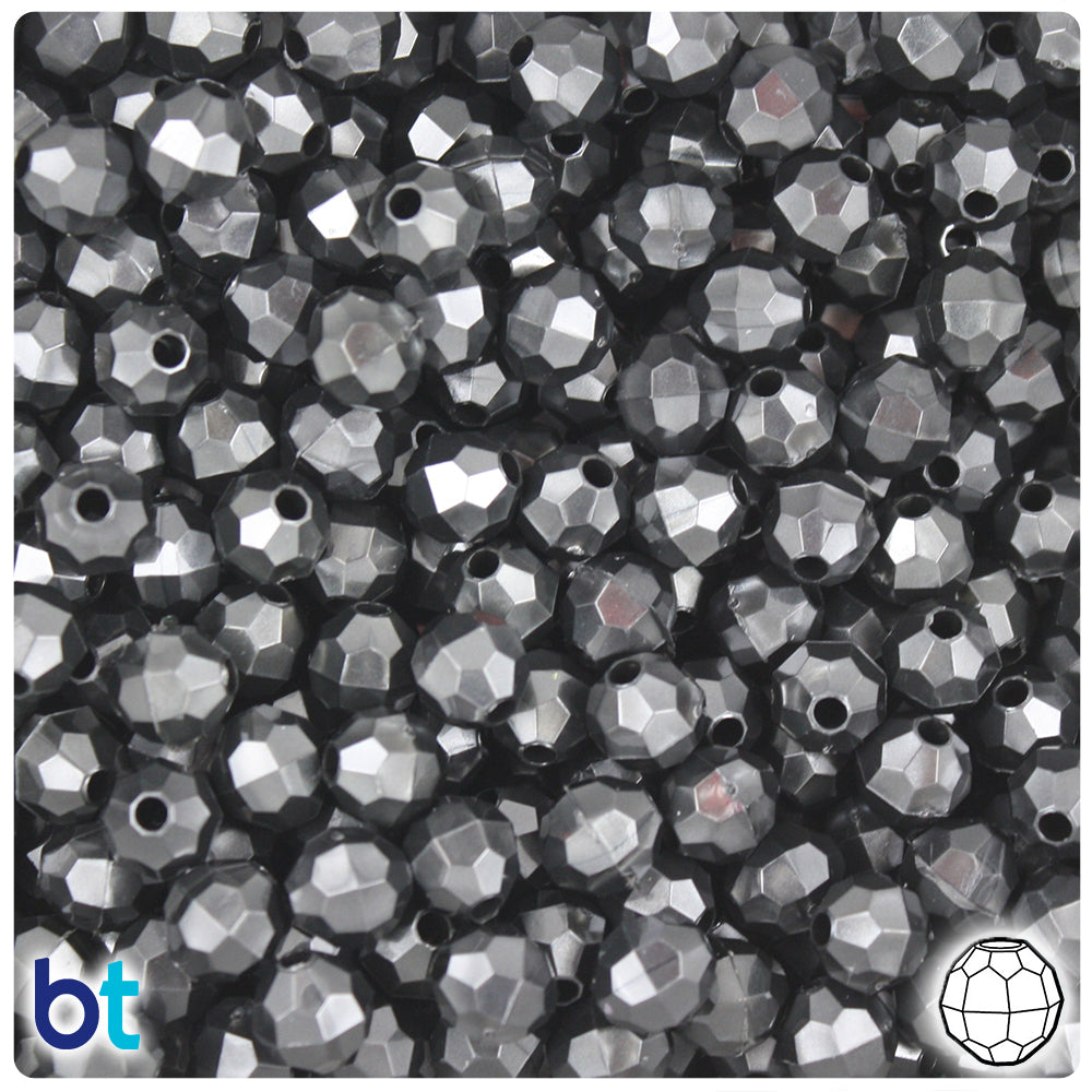 Black Pearl 8mm Faceted Round Plastic Beads (450pcs)