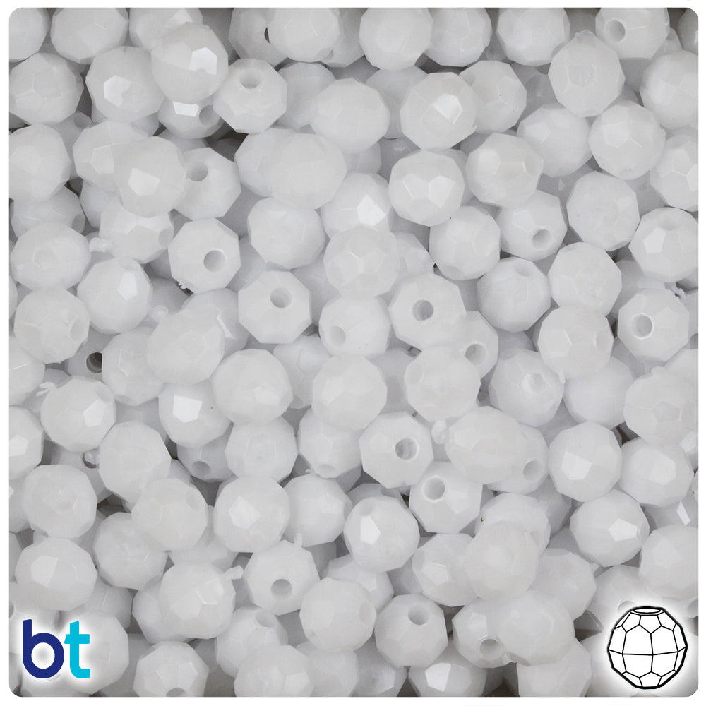 White Pearl 8mm Faceted Round Plastic Beads (450pcs)