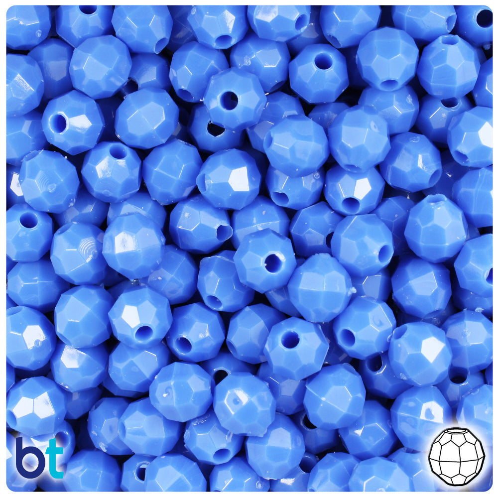 Periwinkle Opaque 8mm Faceted Round Plastic Beads (450pcs)