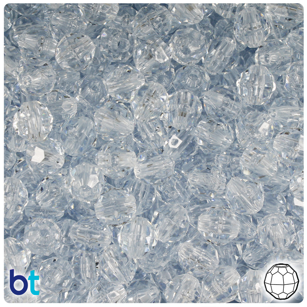 Ice Blue Transparent 8mm Faceted Round Plastic Beads (450pcs)
