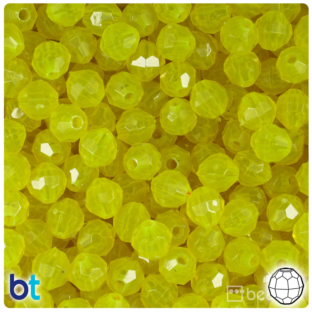 Lure Yellow Transparent 8mm Faceted Round Plastic Beads (450pcs)
