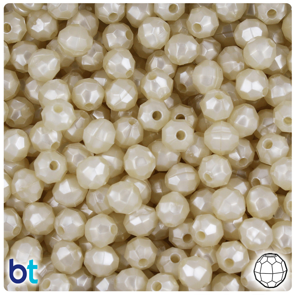 Natural Pearl 8mm Faceted Round Plastic Beads (450pcs)