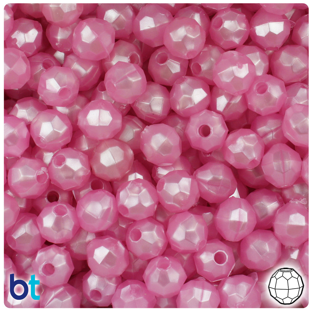 Light Pink Pearl 8mm Faceted Round Plastic Beads (450pcs)