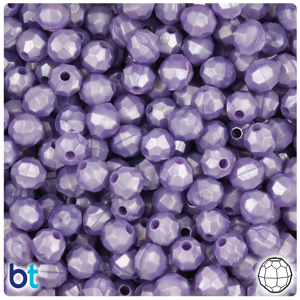 Light Purple Pearl 8mm Faceted Round Plastic Beads (450pcs)