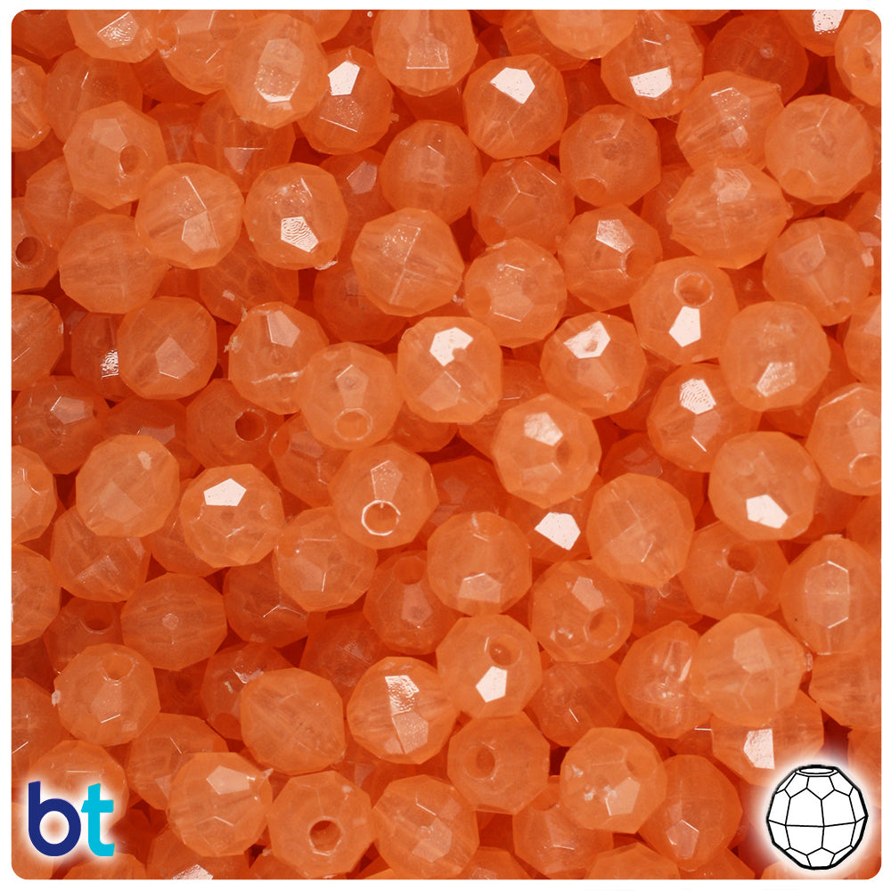 Orange Glow 8mm Faceted Round Plastic Beads (450pcs)
