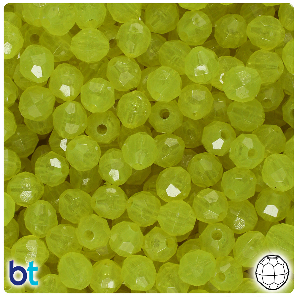 Yellow Glow 8mm Faceted Round Plastic Beads (450pcs)