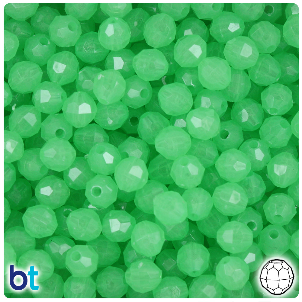 Green Glow 8mm Faceted Round Plastic Beads (450pcs)