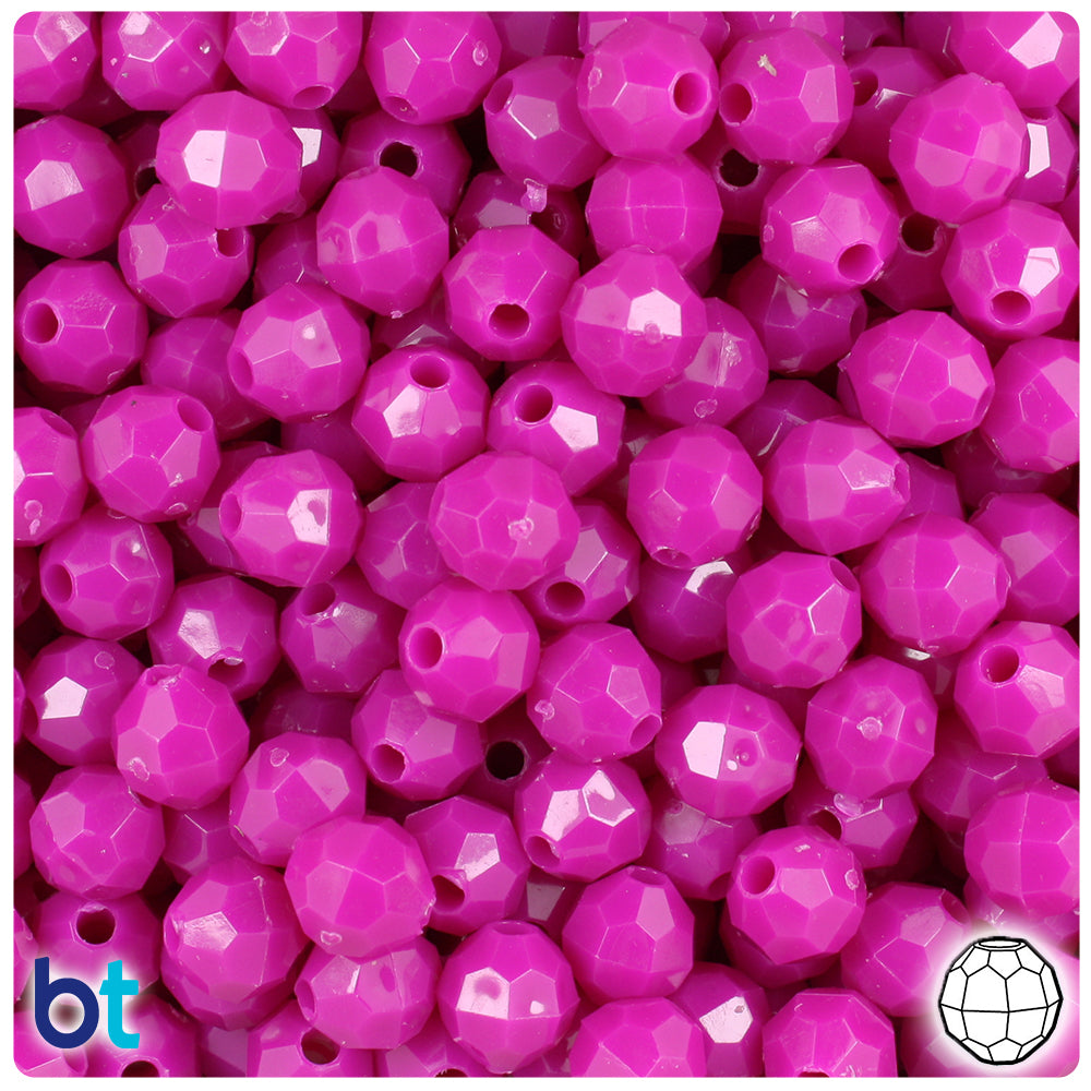 Mulberry Opaque 8mm Faceted Round Plastic Beads (450pcs)