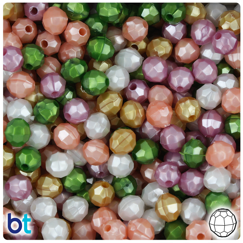 Warm Pearl Mix 8mm Faceted Round Plastic Beads (450pcs)