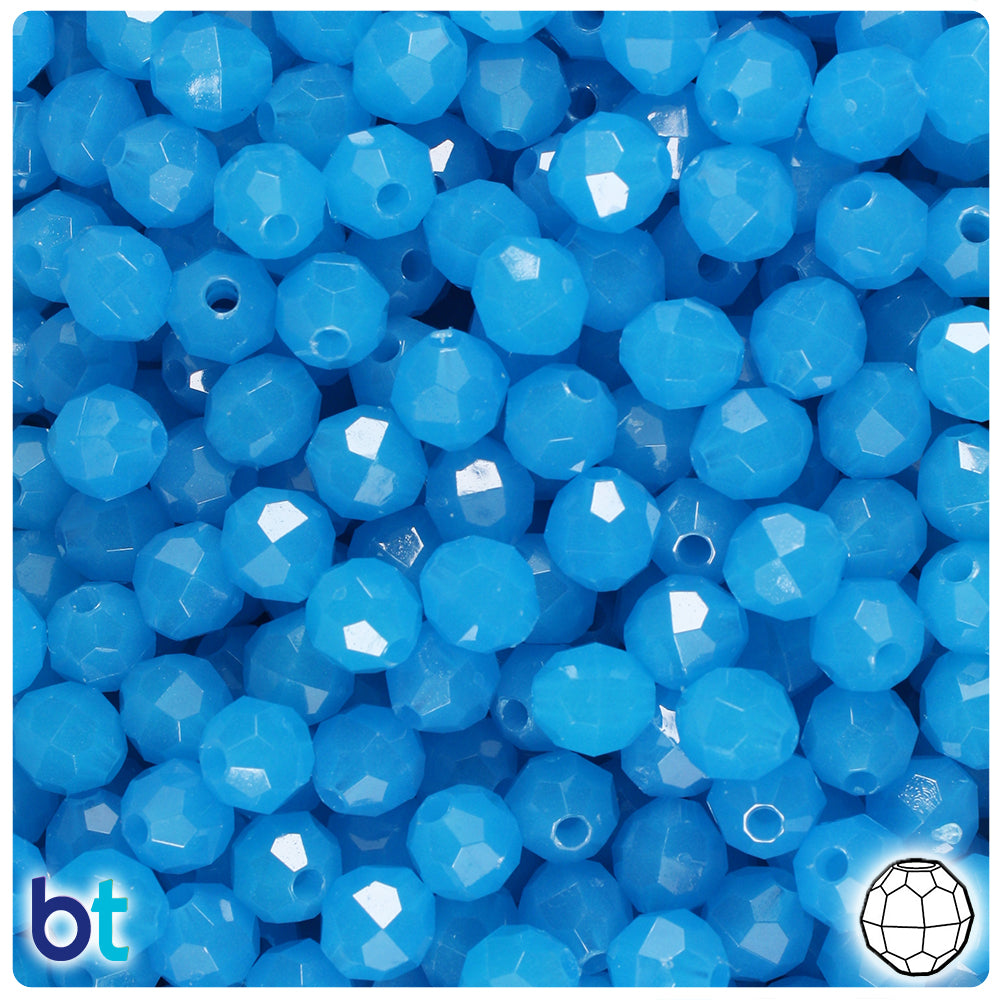 Blue Glow 8mm Faceted Round Plastic Beads (450pcs)