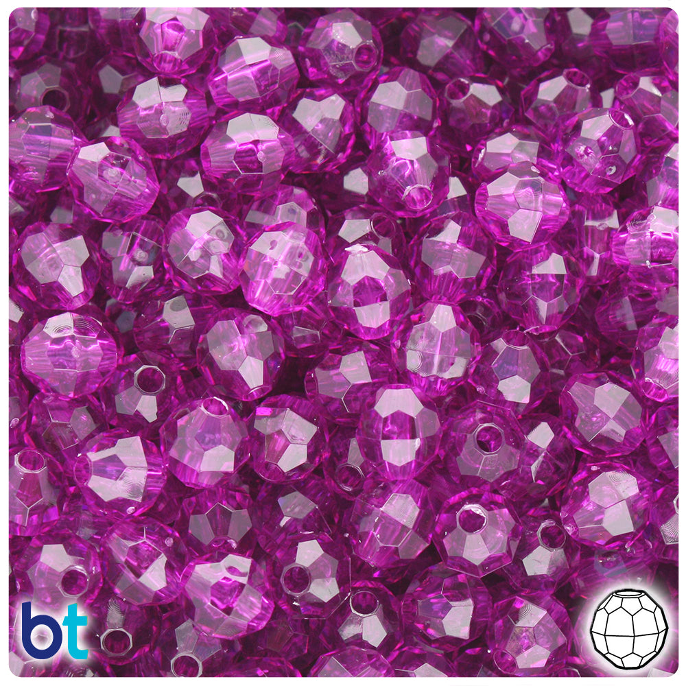Lilac Transparent 8mm Faceted Round Plastic Beads (450pcs)