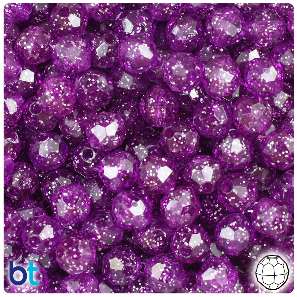 Lilac Sparkle 8mm Faceted Round Plastic Beads (450pcs)
