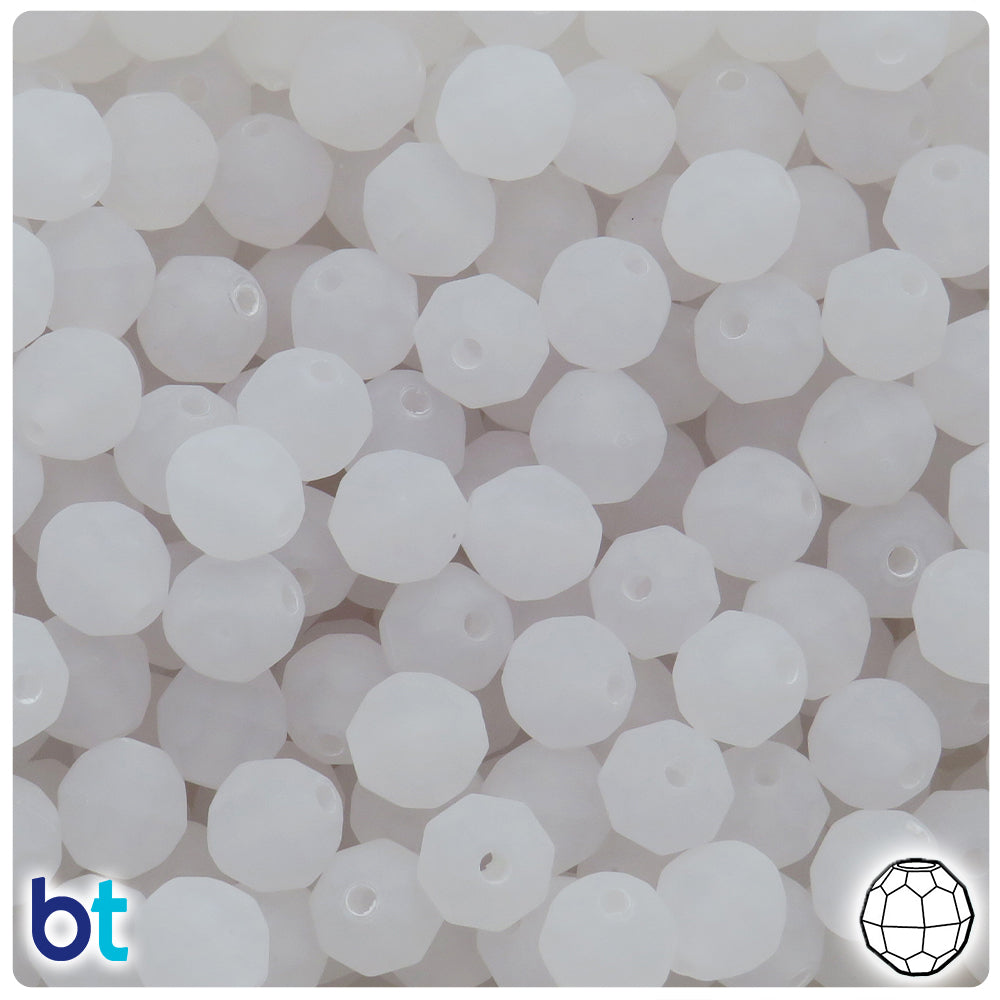 Ice Frosted 10mm Faceted Round Plastic Beads (225pcs)