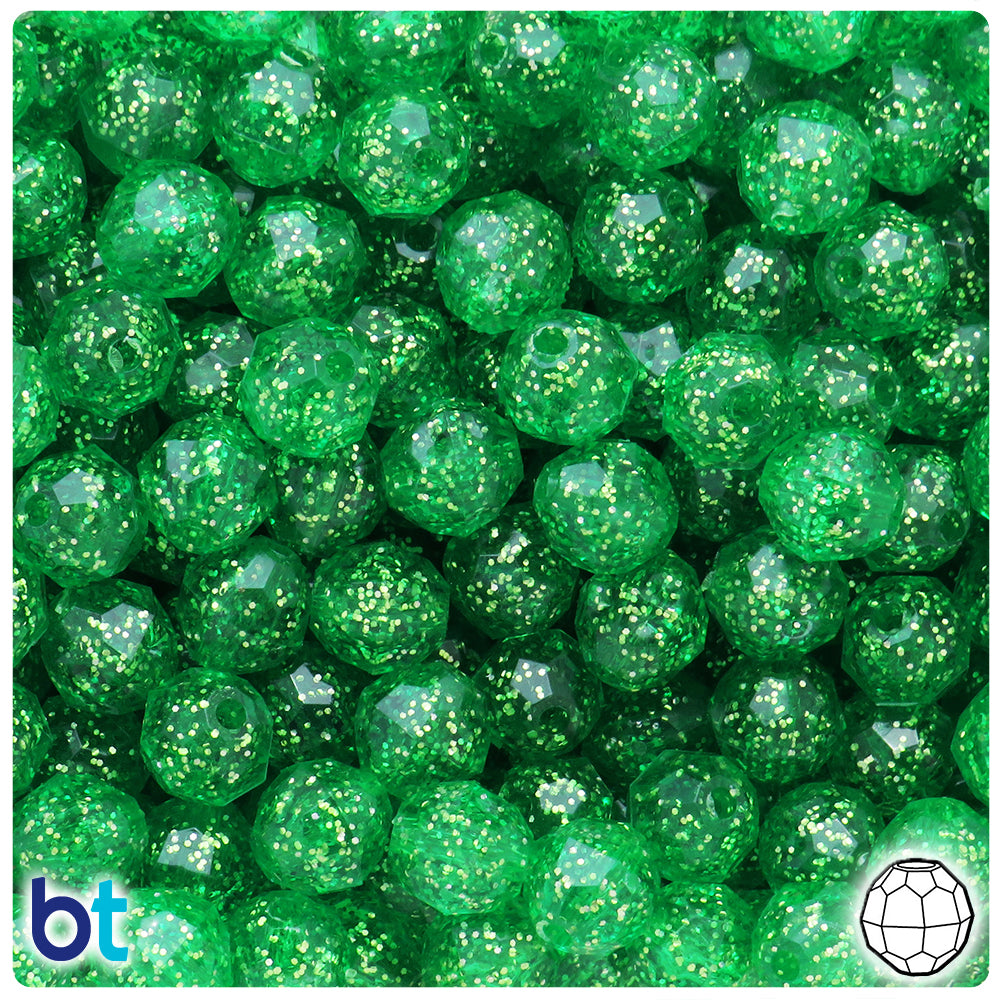 Mint Sparkle 10mm Faceted Round Plastic Beads (225pcs)