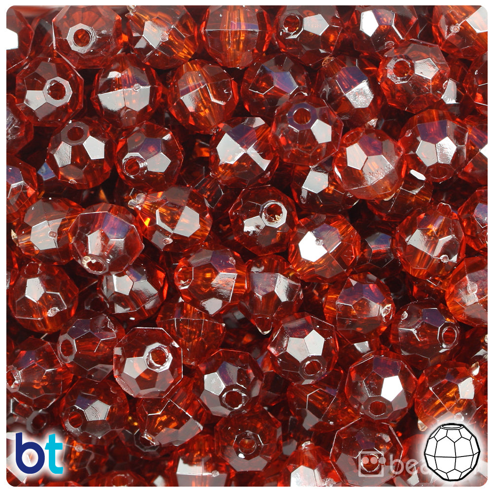 Tortoise Transparent 10mm Faceted Round Plastic Beads (225pcs)
