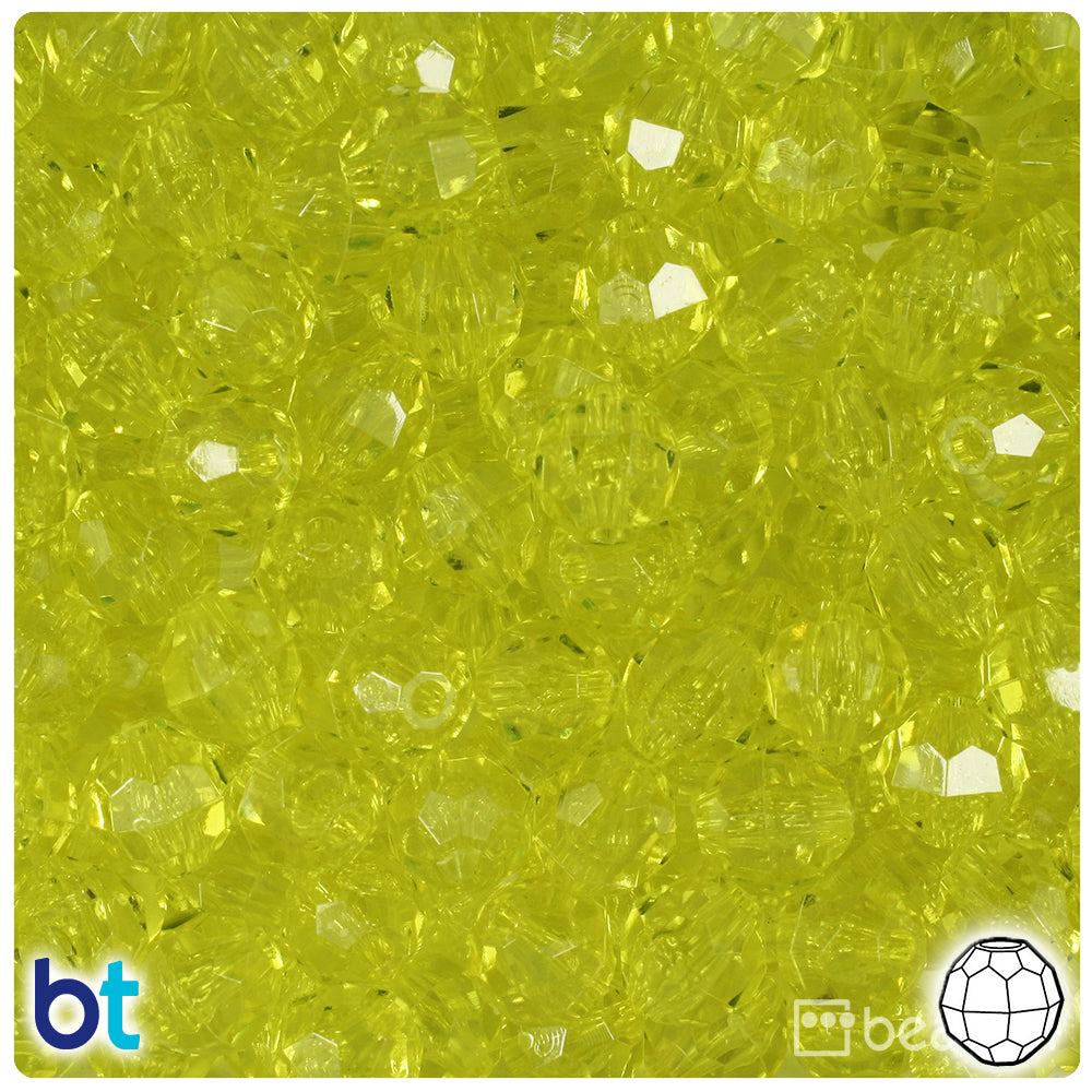 Yellow Transparent 10mm Faceted Round Plastic Beads (225pcs)