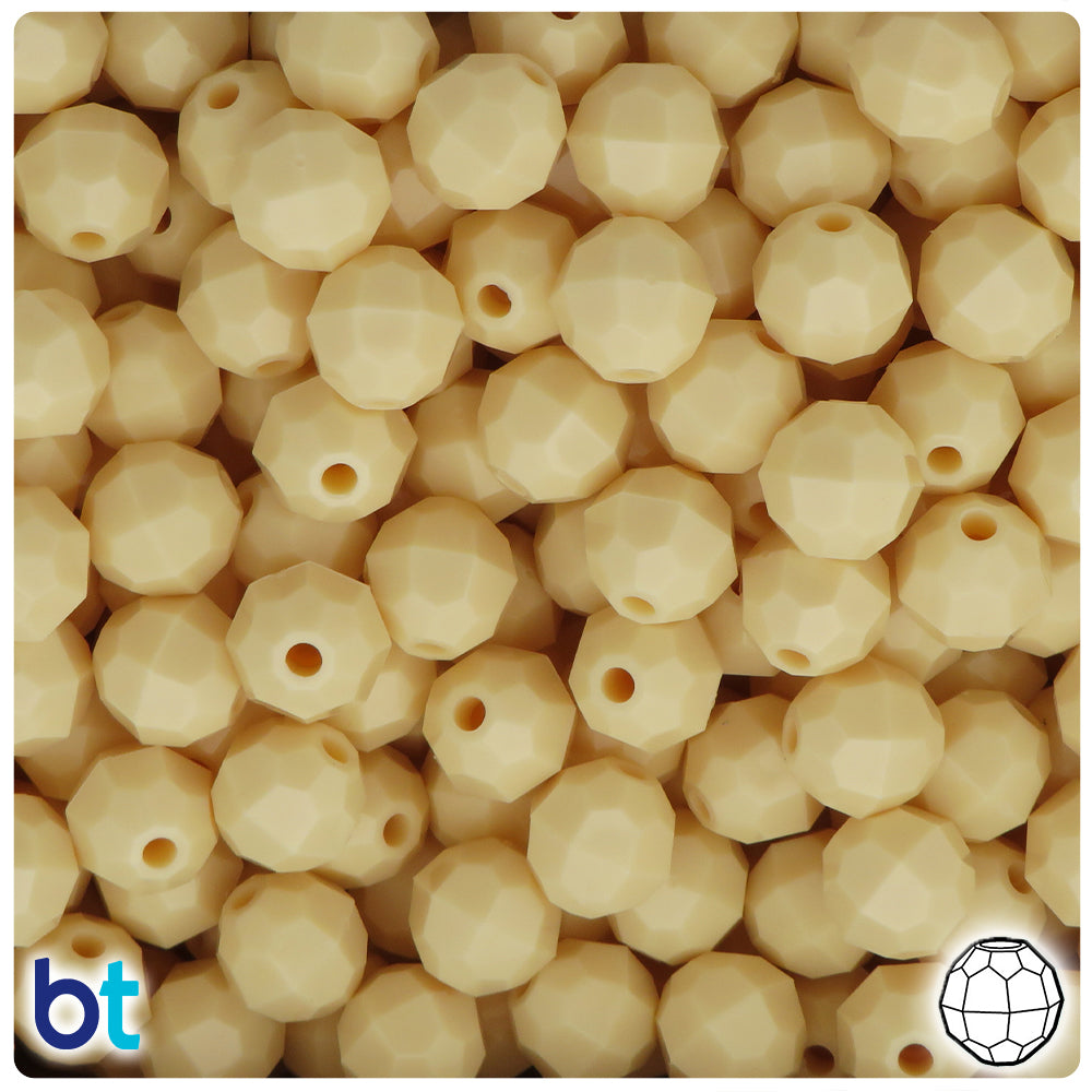 Ivory Opaque 10mm Faceted Round Plastic Beads (225pcs)