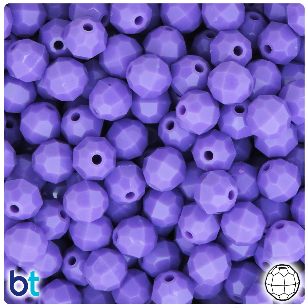 Lilac Opaque 10mm Faceted Round Plastic Beads (225pcs)