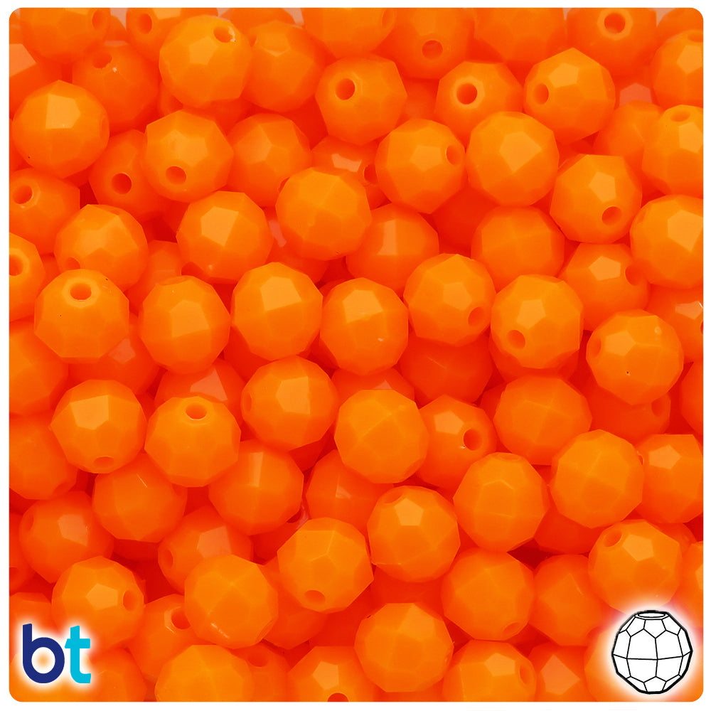 Orange Opaque 10mm Faceted Round Plastic Beads (225pcs)