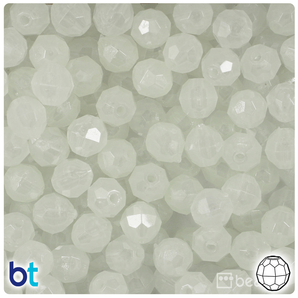 Night Glow-in-the-Dark 10mm Faceted Round Plastic Beads (225pcs)