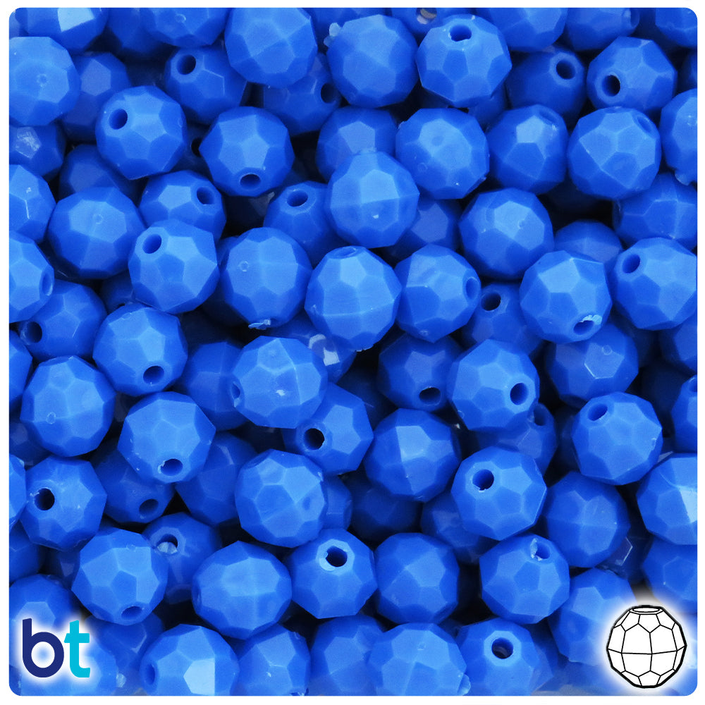 Periwinkle Opaque 10mm Faceted Round Plastic Beads (225pcs)