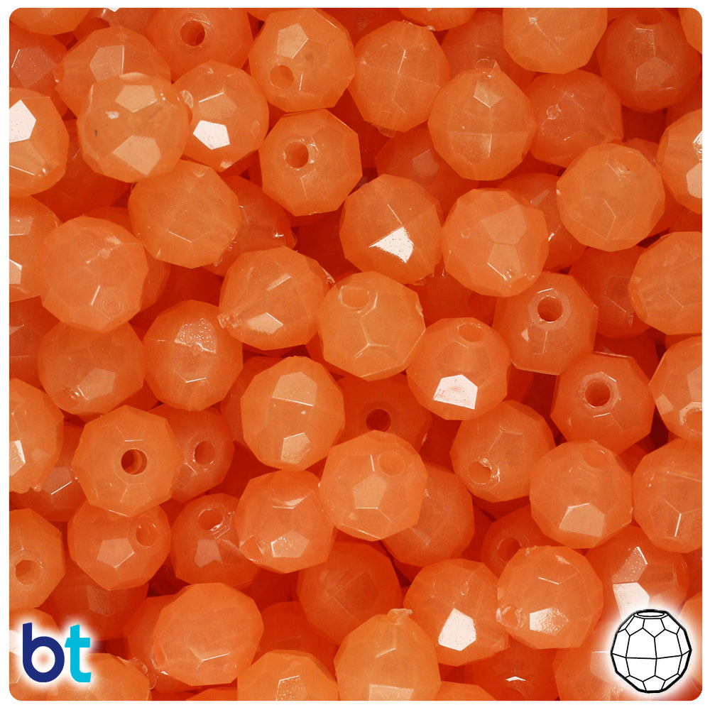 Orange Glow 10mm Faceted Round Plastic Beads (225pcs)