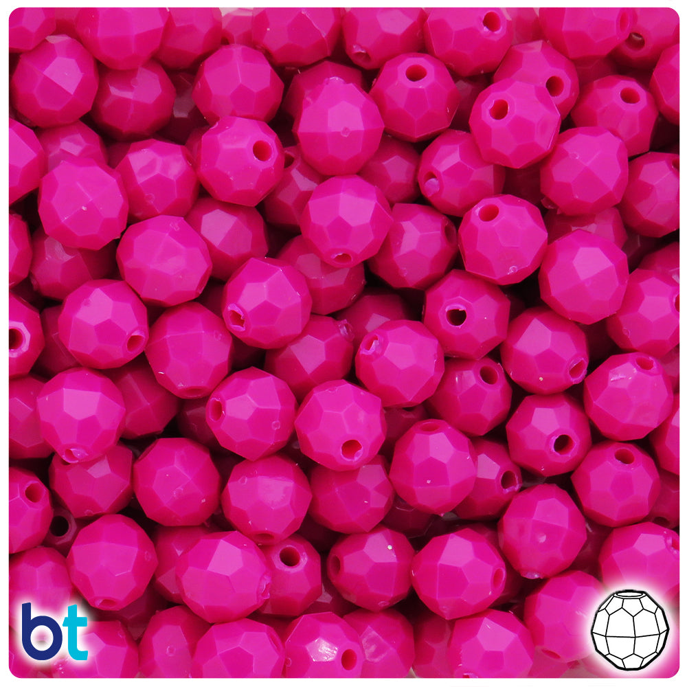 Mulberry Opaque 10mm Faceted Round Plastic Beads (225pcs)