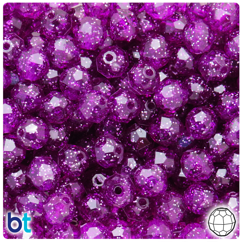 Lilac Sparkle 10mm Faceted Round Plastic Beads (225pcs)