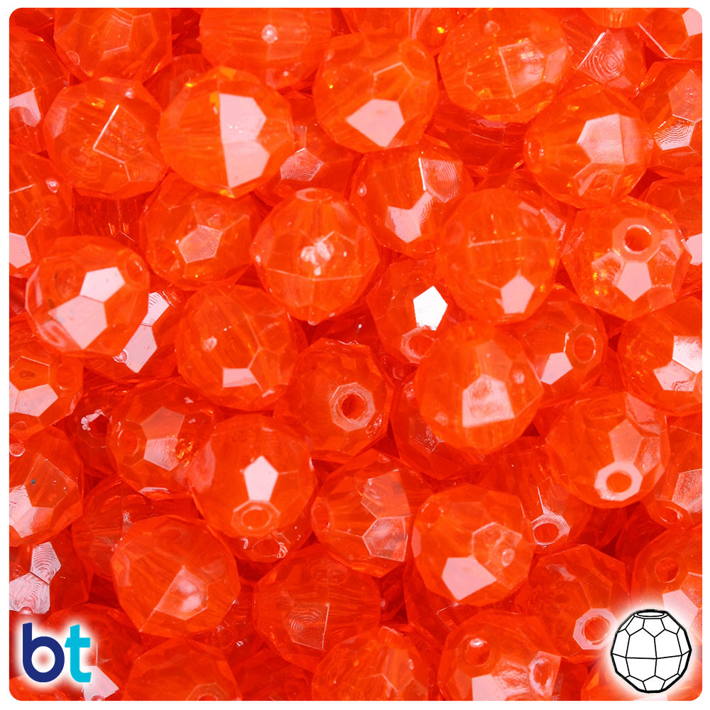 Hyacinth Transparent 12mm Faceted Round Plastic Beads (180pcs)