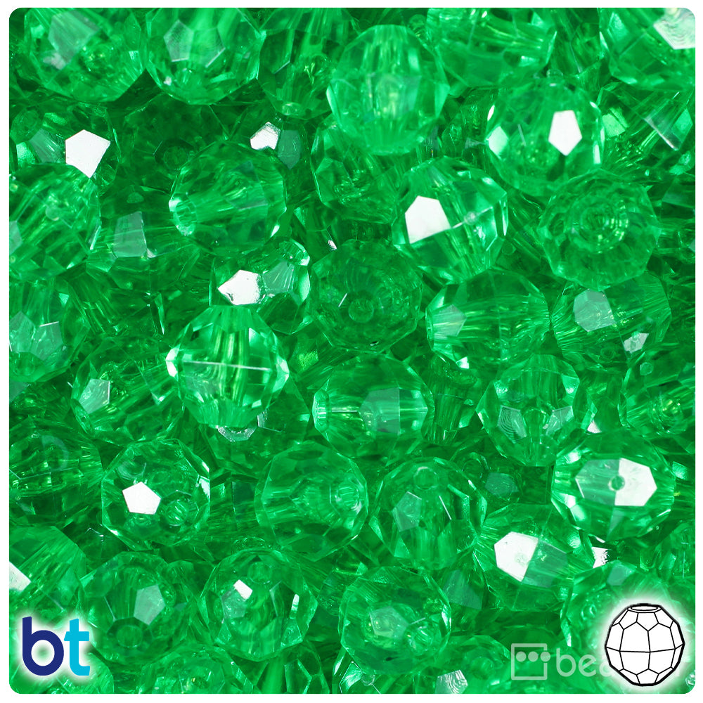 Mint Transparent 12mm Faceted Round Plastic Beads (180pcs)