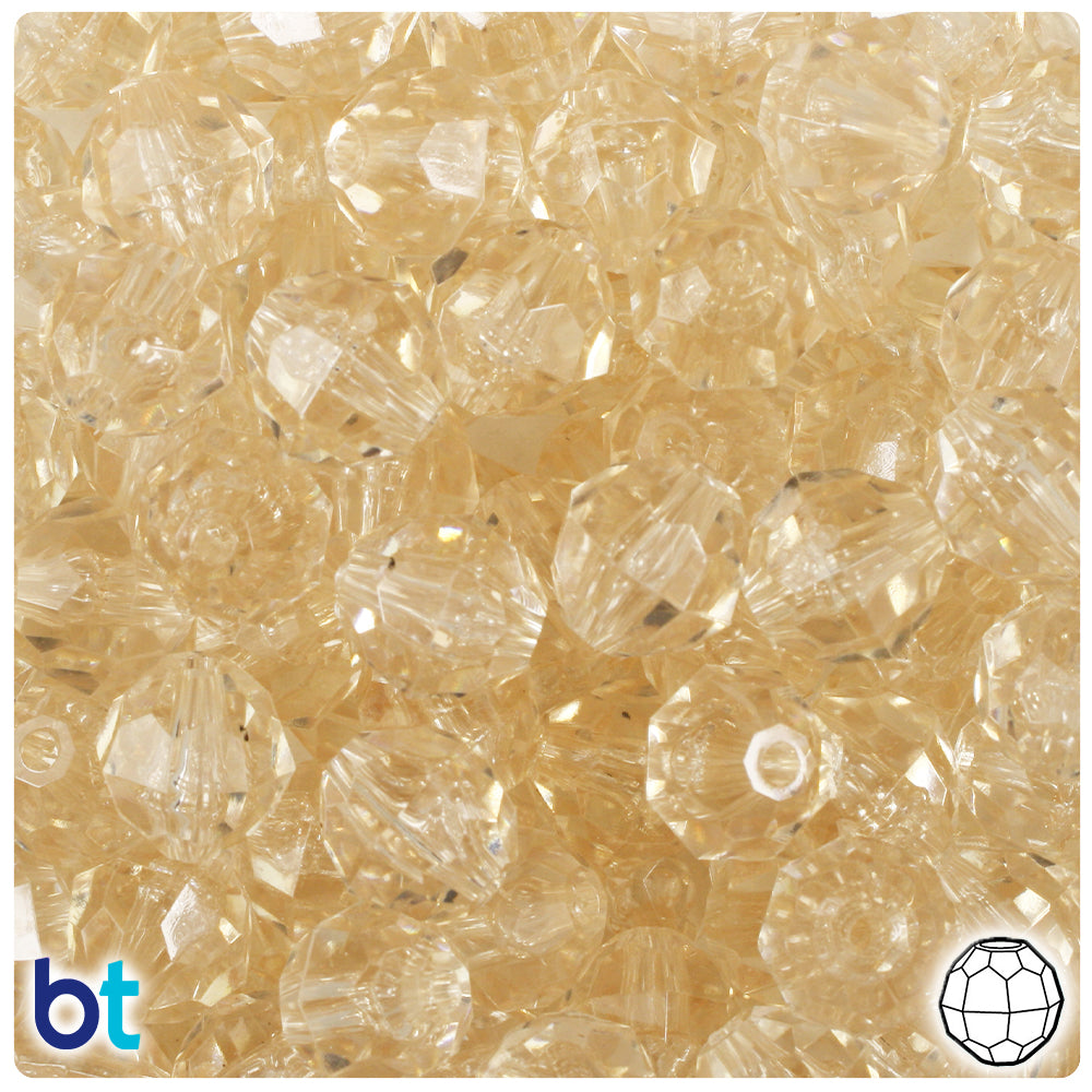 Champagne Transparent 12mm Faceted Round Plastic Beads (180pcs)