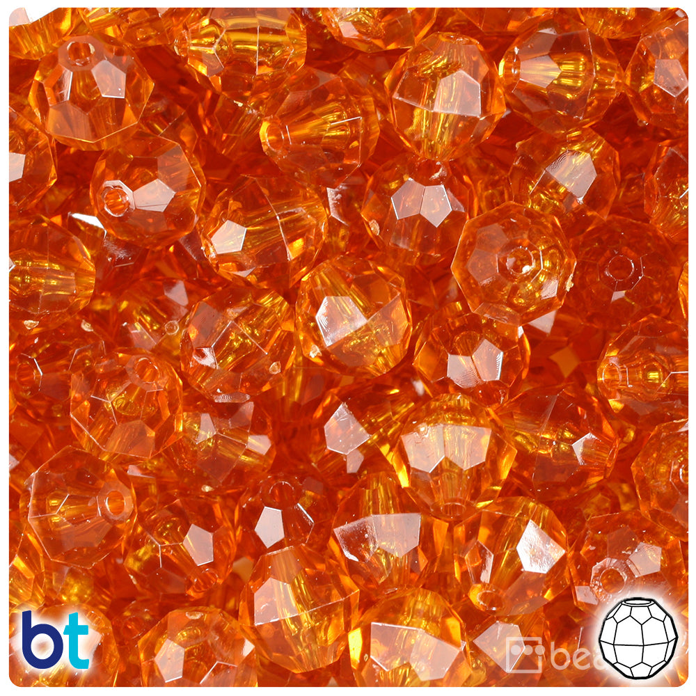 Topaz Transparent 12mm Faceted Round Plastic Beads (180pcs)